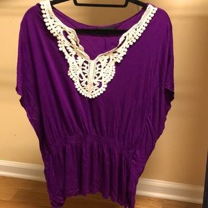 Purple blouse that synchs at the waist